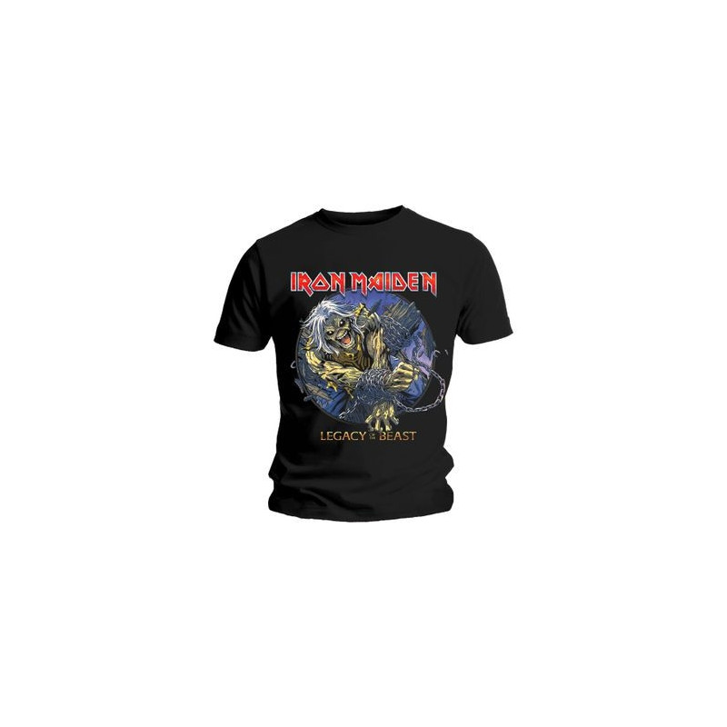 IRON MAIDEN UNISEX TEE: EDDIE CHAINED LEGACY (LARGE)