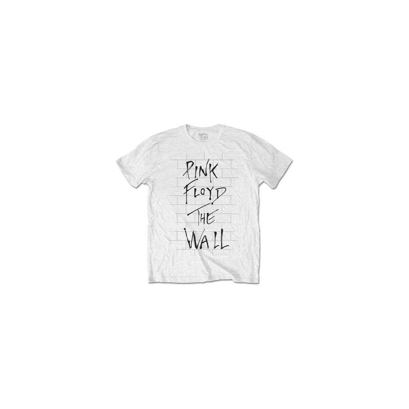 PINK FLOYD T-SHIRT  L WHITE UNISEX  THE WALL & LOGO