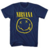 NIRVANA T-SHIRT  SMALL UNISEX BLUE  YELLOW SMILEY