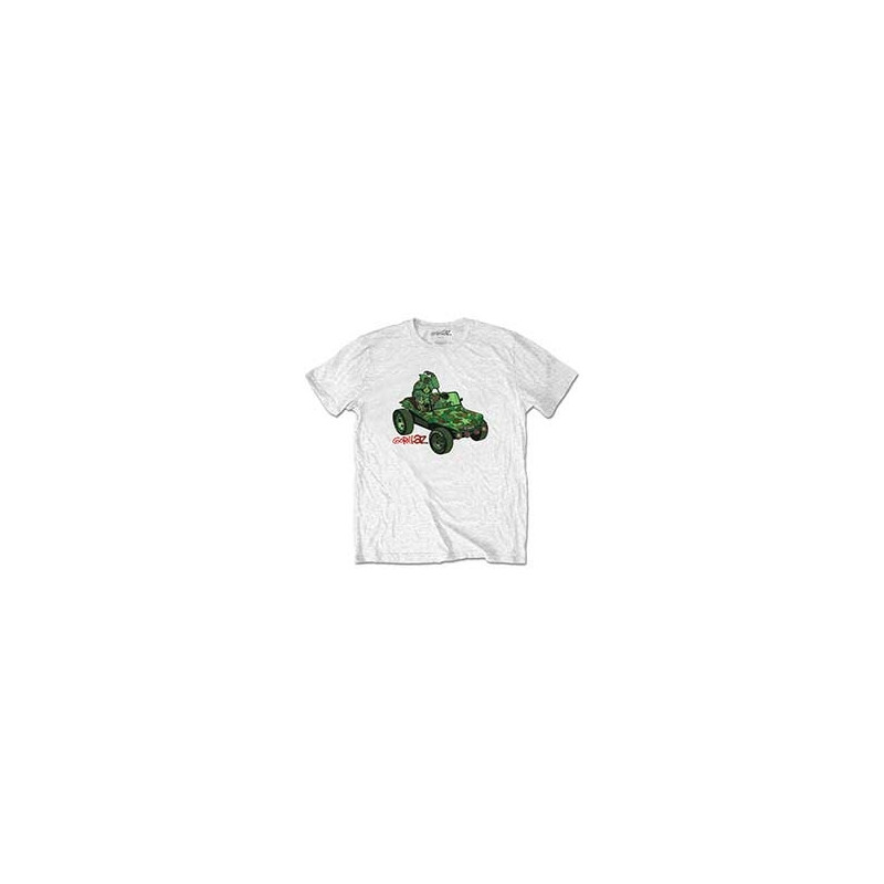 GORILLAZ T-SHIRT  X-LARGE UNISEX WHITE  GREEN JEEP