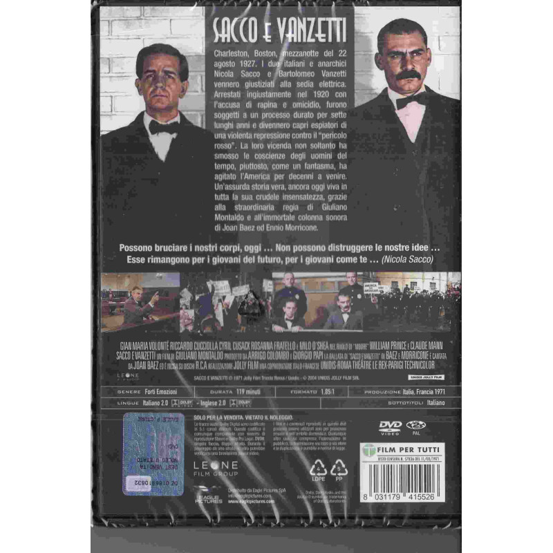 SACCO E VANZETTI - DVD