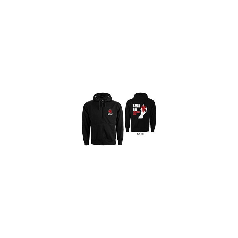 GREEN DAY UNISEX ZIPPED HOODIE: AMERICAN IDIOT (BACK PRINT) (SMALL)
