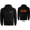 AC/DC UNISEX ZIPPED HOODIE: LOGO (BACK PRINT) (X-LARGE)