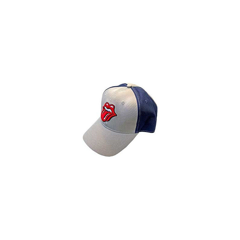 THE ROLLING STONES UNISEX BASEBALL CAP:CLASSIC TONGUE (2 TONE) GREY & NAVY BLUE