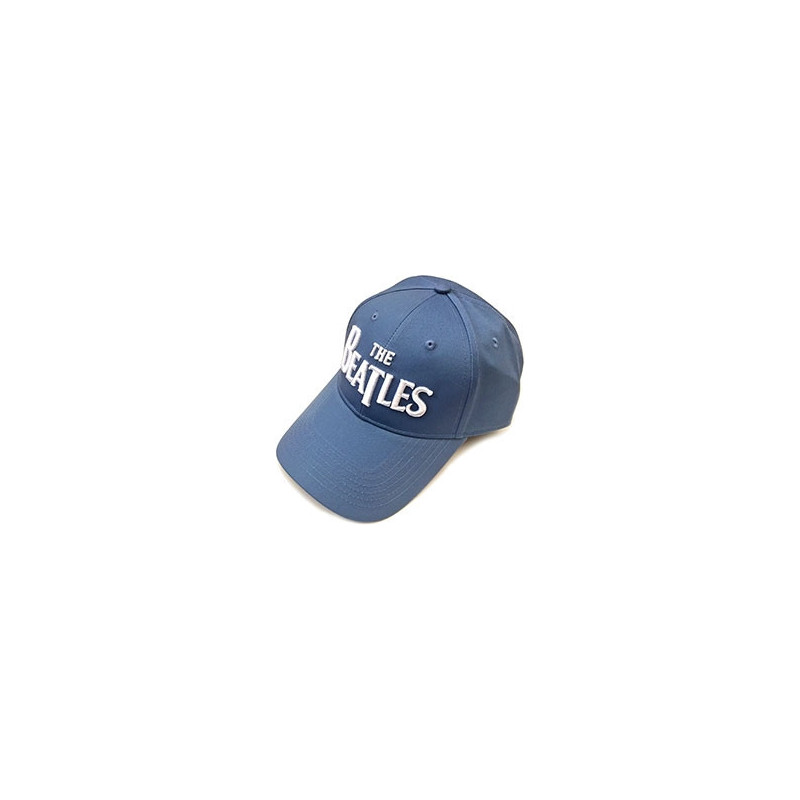 THE BEATLES UNISEX BASEBALL CAP:WHITE DROP T LOGO (DENIM BLUE)