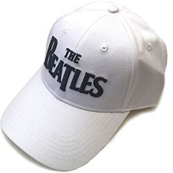 THE BEATLES UNISEX BASEBALL CAP:BLACK DROP T LOGO (WHITE)