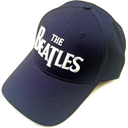 THE BEATLES UNISEX BASEBALL CAP:WHITE DROP T LOGO (NAVY BLUE)