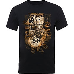 JOHNNY CASH UNISEX TEE: GUITAR SONG TITLES (MEDIUM)