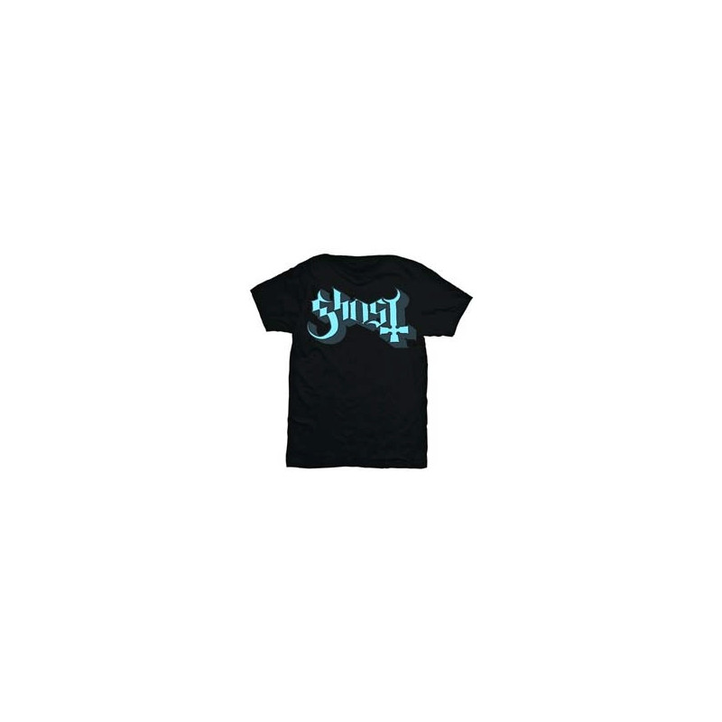 GHOST UNISEX T-SHIRT: BLUE/GREY KEYLINE LOGO (SMALL)