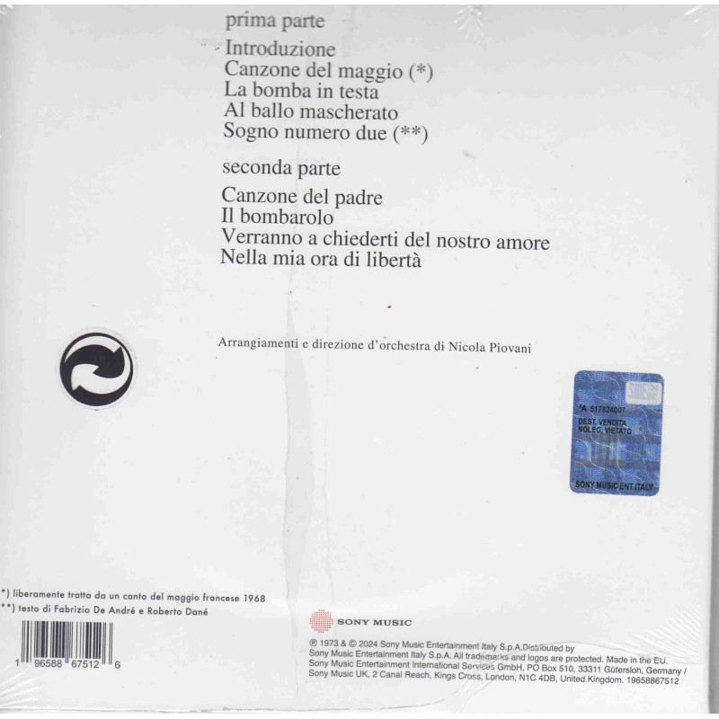 STORIA DI UN IMPIEGATO (CD + NUOVO LIBRETTO EDITORIALE) - EDIZIONE WAY POINT. DA DOVE VENI