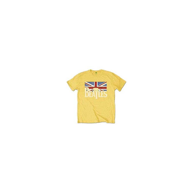 THE BEATLES KIDS T-SHIRT: LOGO & VINTAGE FLAG (9-10 YEARS)