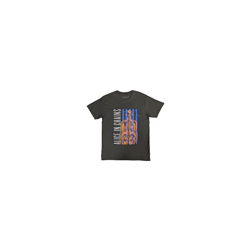 ALICE IN CHAINS UNISEX STONE WASH T-SHIRT: SKELETAL (CHARCOAL GREY)