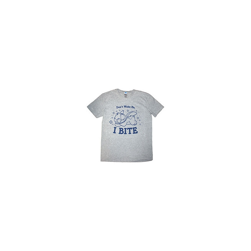 DISNEY UNISEX T-SHIRT: LILO & STITCH STITCH - I BITE (GREY)á