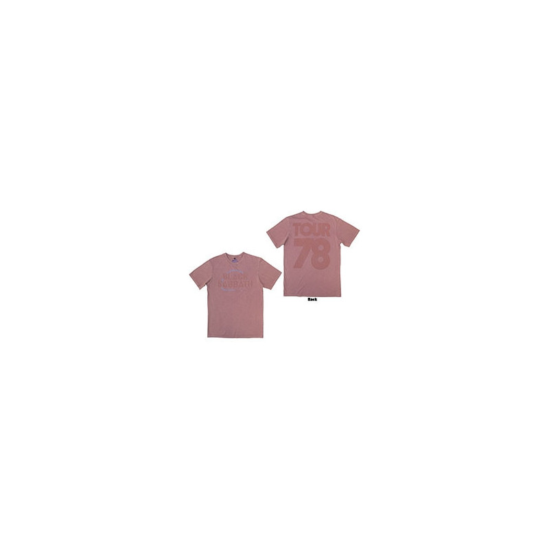 BLACK SABBATH UNISEX STONE WASH T-SHIRT: NEVER SAY DIE (KASHMIR RED) (BACK PRINT)