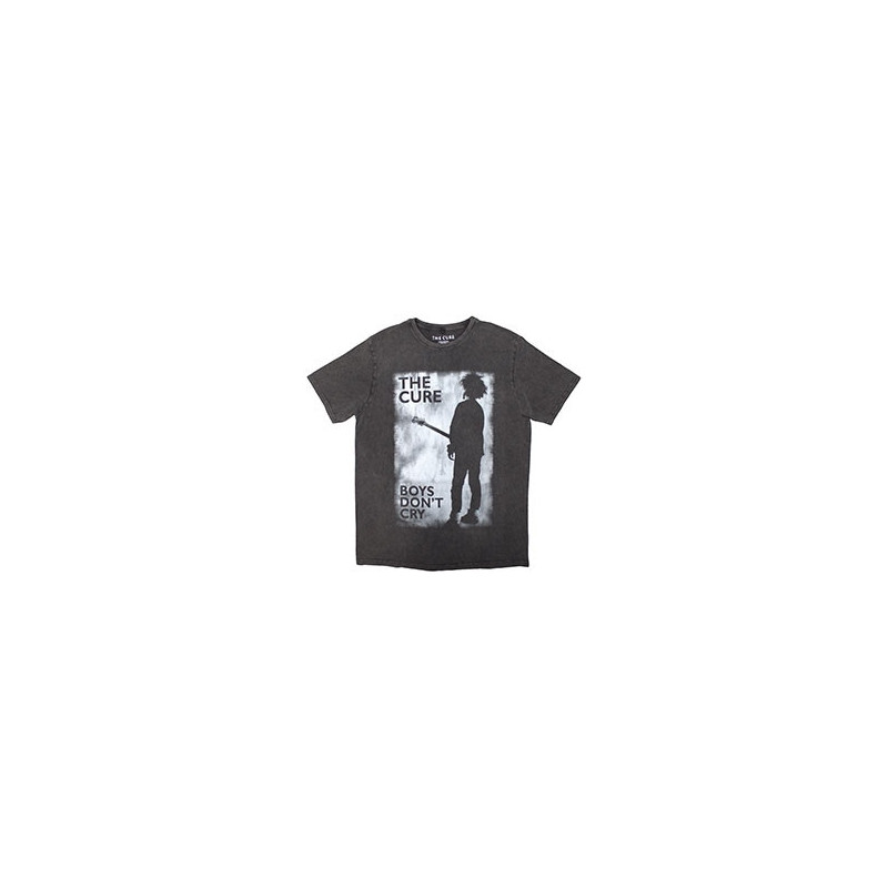 THE CURE UNISEX STONE WASH T-SHIRT: BOYS DON'T CRY BLACK & WHITE (CHARCOAL GREY)