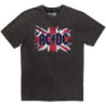 AC/DC UNISEX STONE WASH T-SHIRT: FLAG (CHARCOAL GREY)