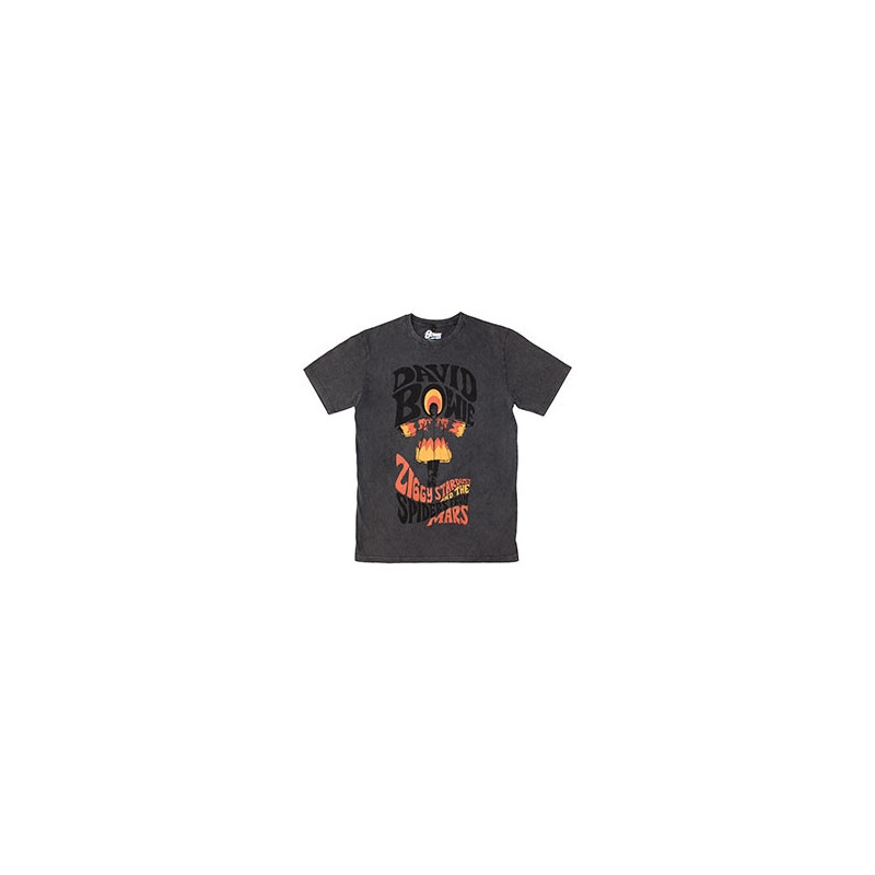 DAVID BOWIE UNISEX STONE WASH T-SHIRT: ZIGGY STARDUST (CHARCOAL GREY)á