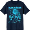 IRON MAIDEN UNISEX T-SHIRT: 50 LIFE AFTER DEATH FLAMES BLUE (NAVY BLUE)