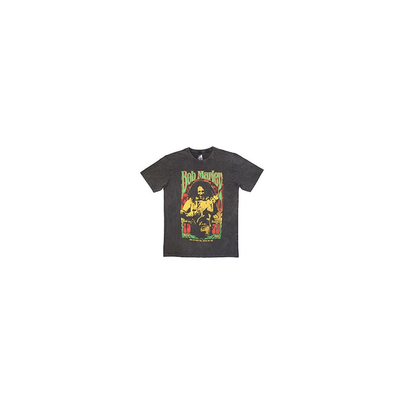 BOB MARLEY UNISEX STONE WASH T-SHIRT: 1978 (CHARCOAL GREY)