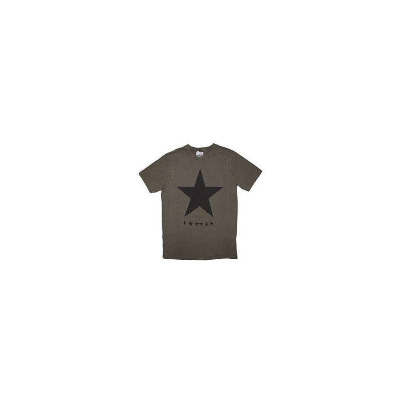 DAVID BOWIE UNISEX STONE WASH T-SHIRT: BLACKSTAR (GREEN)