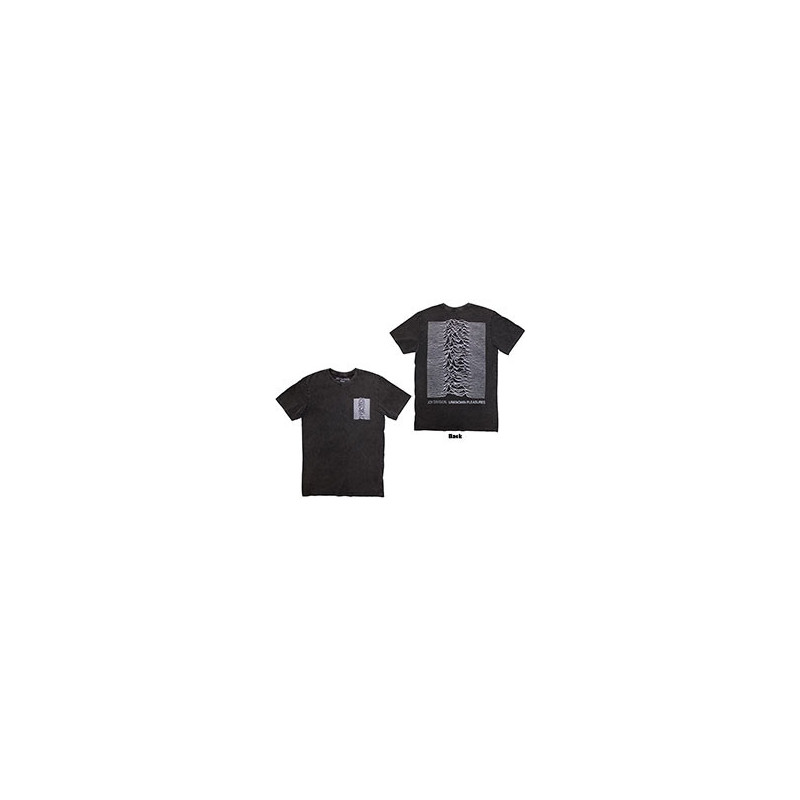 JOY DIVISION UNISEX STONE WASH T-SHIRT: PULSAR POCKET WAVE (CHARCOAL GREY) (BACK PRINT)
