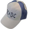 AC/DC UNISEX BASEBALL CAP:BLACK LOGO (GREY & NAVY BLUE) (2-TONE)