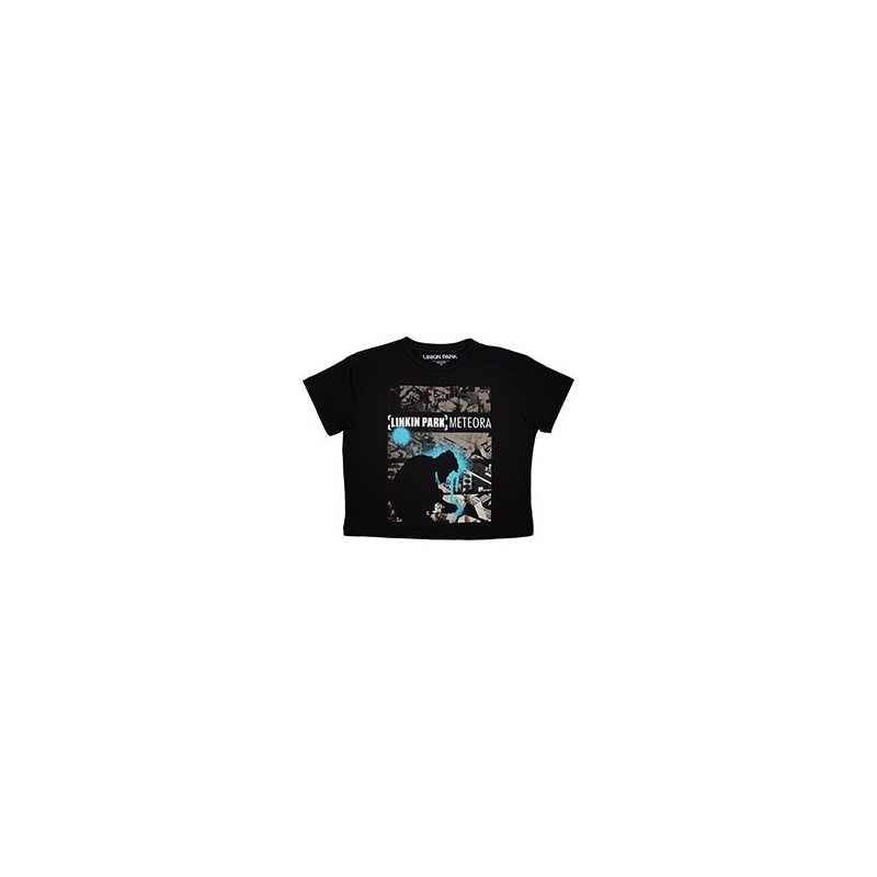 LINKIN PARK LADIES CROP TOP:METEORA DRIP COLLAGE (BLACK)