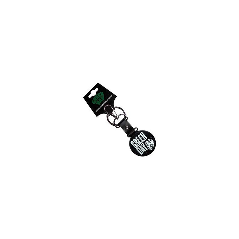 GREEN DAY KEYCHAIN:STACKED LOGO & GRENADE CIRCLE (GLOW IN  THE DARK)