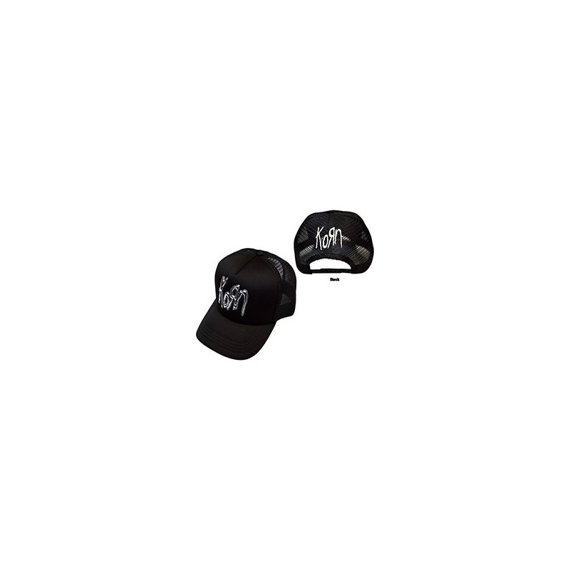 KORN UNISEX MESH CAP:SONIC SILVER LOGO (BLACK) (BACK PRINT)