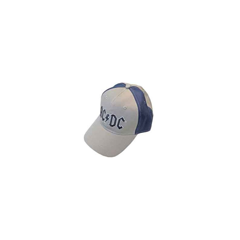 AC/DC UNISEX BASEBALL CAP:BLACK LOGO (GREY & NAVY BLUE) (2-TONE)