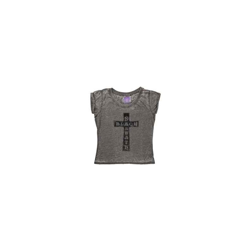 BLACK SABBATH LADIES BURNOUT : VINTAGE CROSS (CHARCOAL GREY)