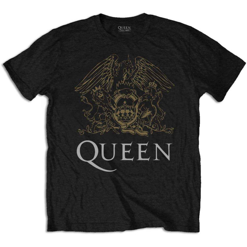 QUEEN T-SHIRT  L BLACK UNISEX  CREST