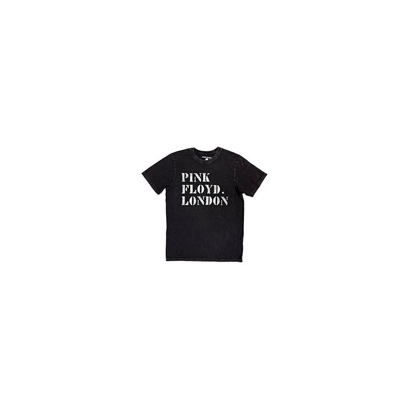 PINK FLOYD UNISEX STONE WASH:STENICL LOGO (BLACK)