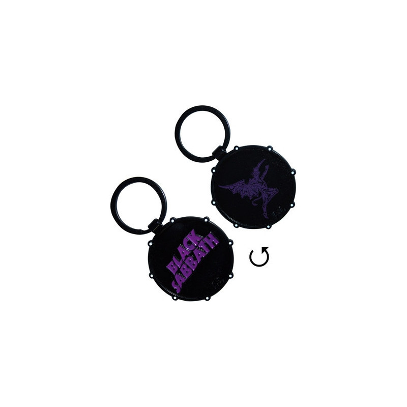 BLACK SABBATH KEYCHAIN: WAVY LOGO & DAEMON DRUM (DOUBLE SIDED)
