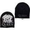 QUEEN UNISEX BEANIE HAT: CREST (BLACK) (BACK PRINT)