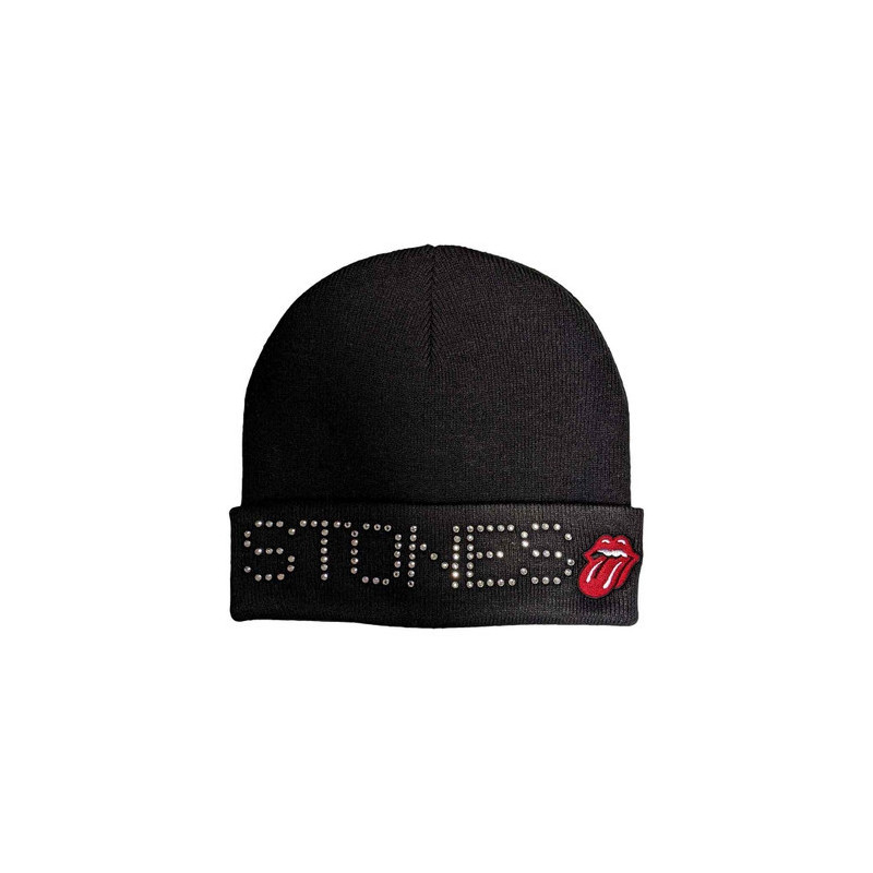 THE ROLLING STONES UNISEX BEANIE HAT: STONES EMBELLISHED (BLACK)