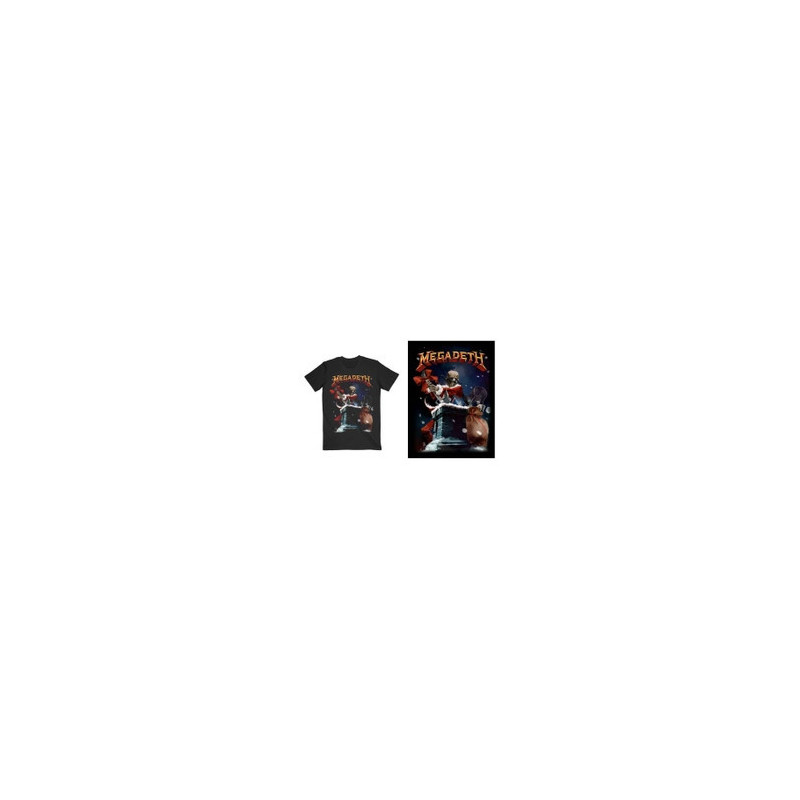 MEGADETH UNISEX T-SHIRT: SANTA VIC CHIMNEY (BLACK) (SMALL)