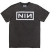 NINE INCH NAILS UNISEX STONE WASH T-SHIRT: CLASSIC LOGO (CHARCOAL GREY) (SMALL)