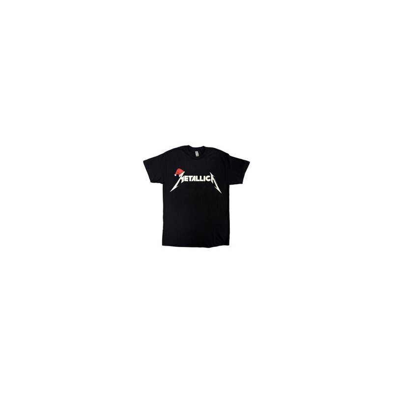METALLICA UNISEX T-SHIRT: SANTA HAT LOGO (BLACK) (SMALL)