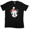 DISNEY UNISEX T-SHIRT: MICKEY MOUSE SANTA HAT (BLACK) (X-LARGE)