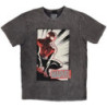 MARVEL COMICS UNISEX STONE WASH T-SHIRT: SPIDER-MAN CROUCH CARTOON (CHARCOAL GREY) (MEDIUM