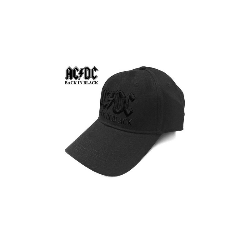 AC/DC UNISEX BASEBALL CAP:BACK IN BLACK (BLACK)
