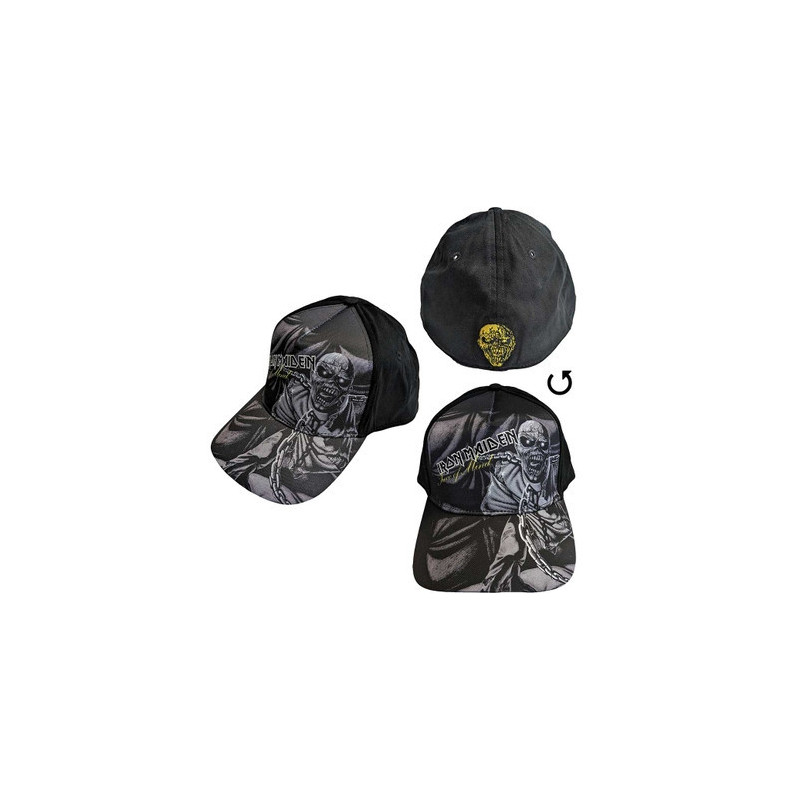 IRON MAIDEN UNISEX BASEBALL CAP: PIECE OF MIND GREYSCALE (BLACK)